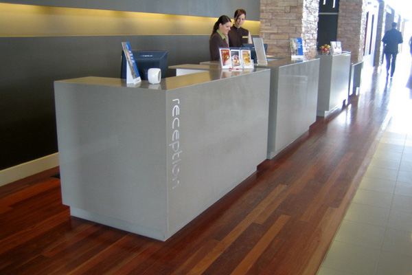 Engineered stone reception desks in stylish Perth offices